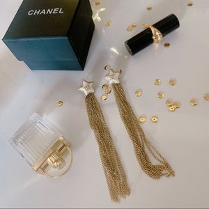 Chanel pearl shooting star tassel earrings